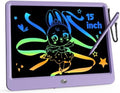 KOKODI 15 Inch LCD Writing Tablet with Anti-Lost Stylus, Erasable Doodle Board Colorful Toddler Drawing Pad, Car Travel School Games Toys for 3 4 5 6 7 8 Kids, Birthday Gift for Girls Boys Purple