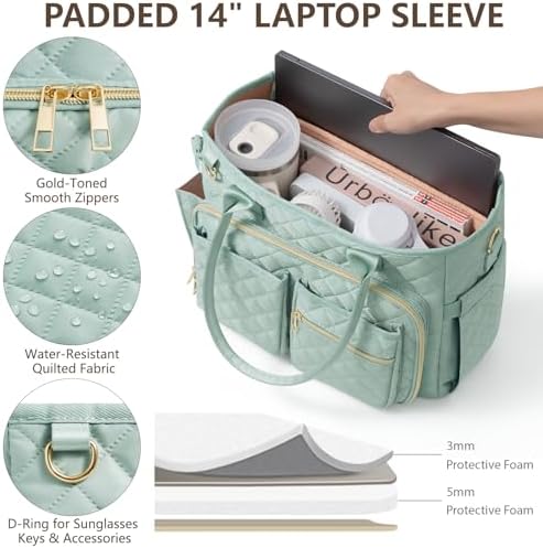 Large Bible Bag with Bible Cover Case for Women, Quilted Church Tote Bag