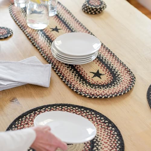 Homespice Gloucester Jute Braided Table Runner, Oval 8x28 Set of 2