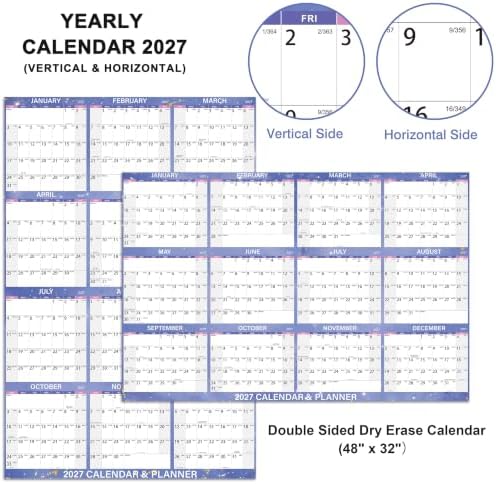 2027 Large Dry Erase Calendar - 48" x 32", 2027 Dry Erase Calendar for Wall