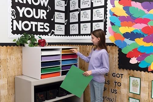 Classroom Keepers 12" x 18" Construction Paper Storage, 10-Slot, White, 17"H x 27"W x 19"D, 1 Unit