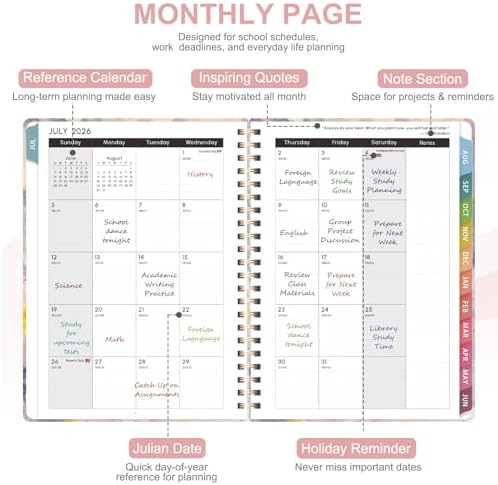Planner 2026-2027, Weekly and Monthly Academic Planner, July 2026 - June 2027, Hardcover Calendar Agenda Book for School Year Planning, School Supplies for Teacher and Student, Letter Size(8.5'' x 11'')