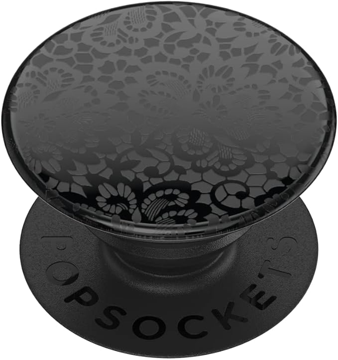 PopSockets Adhesive Phone Grip, Holder- Lace Noir | Secure Comfortable Hold, Anti-Drop, Kickstand, Black, Flower, Floral