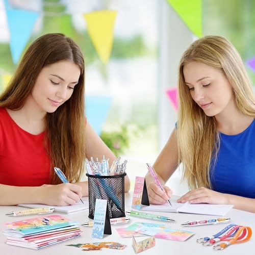 Pasimy 218 Pcs Inspirational Stationery Gifts, Watercolor, Bookmarks Pens