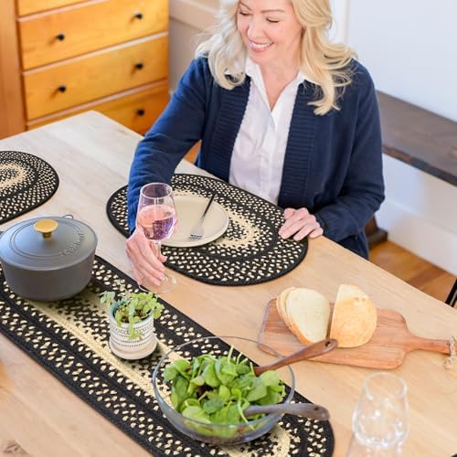 Homespice Manchester Jute Braided Table Runner, Oval 8x28 Set of 2