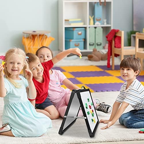 Small Dry Erase White Board Double-Sided Magnetic Portable White Board Desktop Foldable Tabletop Whiteboard Easel for Home, Office, Classroom