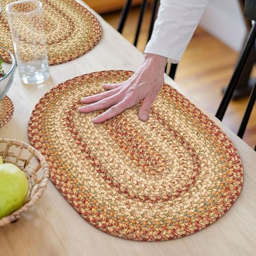 Homespice Harvest Braided Placemats for Country Decor, Oval 13x19 Set of 6