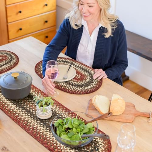Homespice Chester Braided Table Runner for Cabin Decor, Oval 8x28 Set of 2