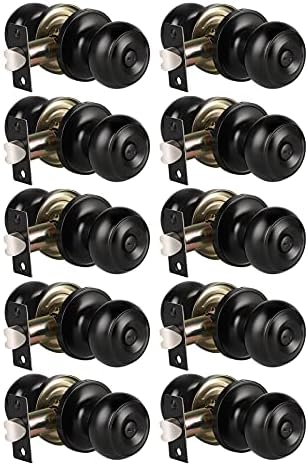 KNOBWELL 10 Pack Privacy Door Knobs with Lock for Bedroom or Bathroom Black Door Knobs Interior, Privacy Function Keyless Door Knob Handle Locksets