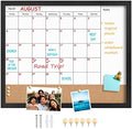 Dry Erase Calendar Whiteboard for Wall,Combo Board White Board &Cork,Black