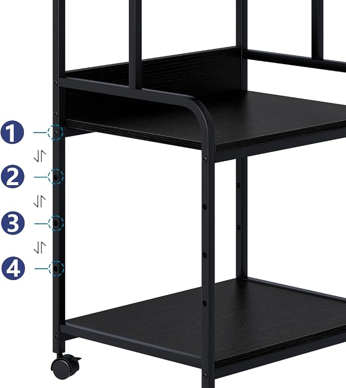 Arbuxzuy Printer Stand with Storage Shelf,3 Tier Printer Cart with Wheels,Mobile Printer Table for Home Office,Stands for Heat Press Scanner Fax,Industrial Style (Black)