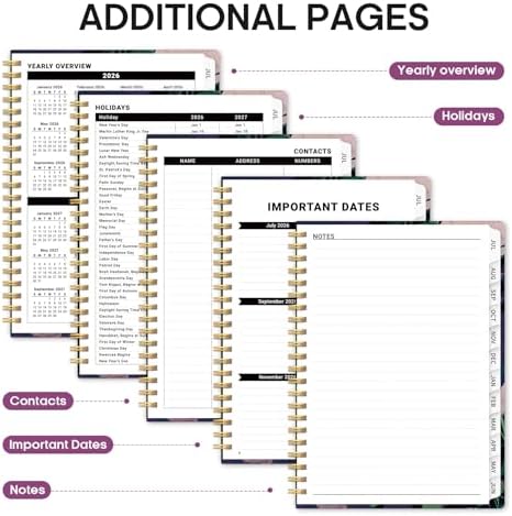 Planner 2026-2027, Jul 2026-Jun 2027 Academic Monthly & Weekly Planner | 6.3" x 8.5" Hardcover Pretty Calendar Planner for Women, Spiral Organizer for School Office Home Supplies, Plum Reverie