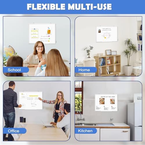 Double-Sided White Board Dry Erase Magnetic Whiteboard Wall 24x18, White