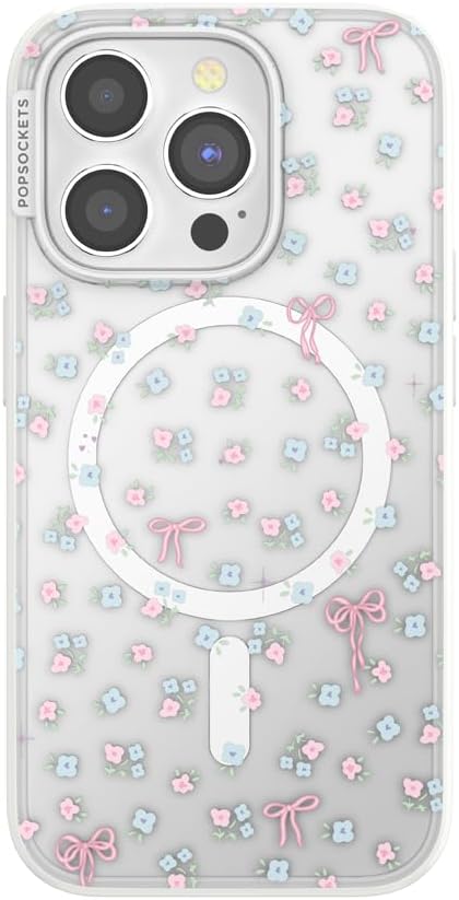PopSockets iPhone 15 Pro Phone Case with MagSafe, Wireless Charging Compatible, Bow - Bows & Blooms