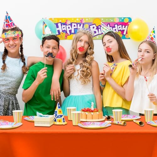 CXPSINC 54 Inch X 300 Feet Plastic Table Cover Roll Disposable Tablecloth with Slide Cutter for All Type/Shape Tables | Party, Banquet, Birthdays, Weddings(Orange, 300 Feet