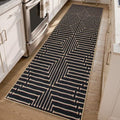 Lahome Maze Lines Washable Kitchen Runner Rug, 2x8 Black Outdoor Runner Rug