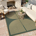 Lahome Rainbow Easy Jute Dark Green Rug, 5x7 Mid Century Modern Rug