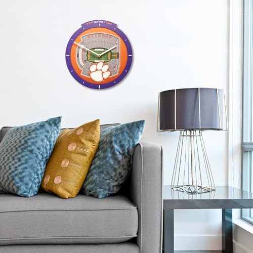 YouTheFan NCAA Clemson Tigers StadiumView 3D Wall Clock