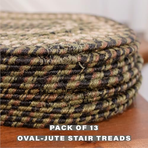 Homespice Pinecone Jute Braided Stair Treads, Oval 8x28 Set of 13