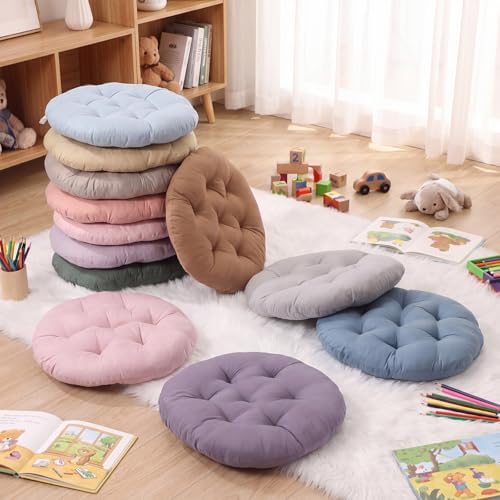Fumete 12 Pcs Round Floor Pillows Cushions Seating 16 x 16 Inches Floor Round Cushions for Kids Toddlers Flexible Reading Chair Pillows for Classroom Home School Playing Supplies(Morandi Color)