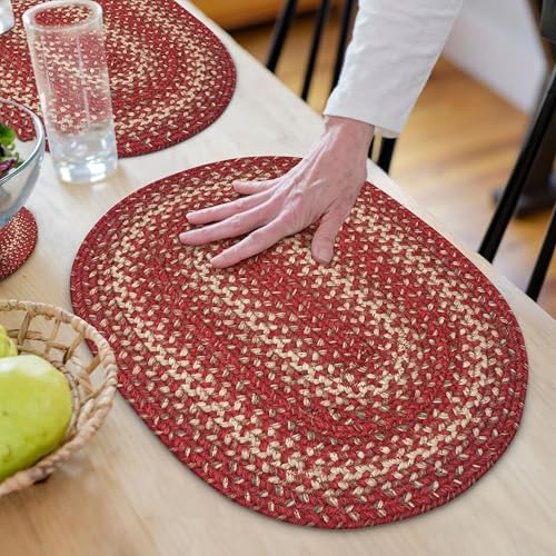 Homespice Apple Pie Jute Braided Placemats, Oval 13x19 Set of 4