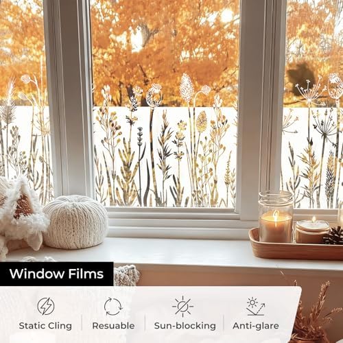 ADD.HERES Stained Glass Window Film, Window Film Decorative, 17.5 x 78.7 in