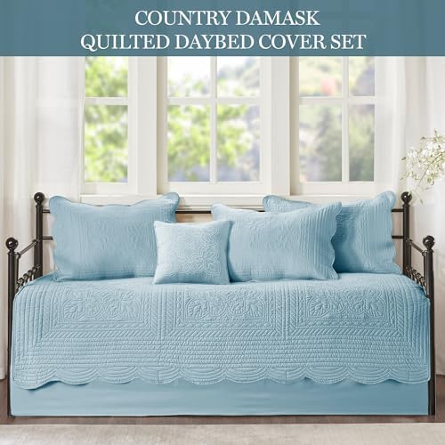 Madison Park Coastal Damask Quilted Daybed Cover Set, 6PC, 39"x75"