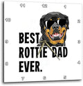 3dRose Wall Clock Silent - 13 inch - Best Rottie Dad Ever Funny Rottweiler Dog - Illustrations