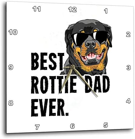 3dRose Wall Clock Silent - 13 inch - Best Rottie Dad Ever Funny Rottweiler Dog - Illustrations