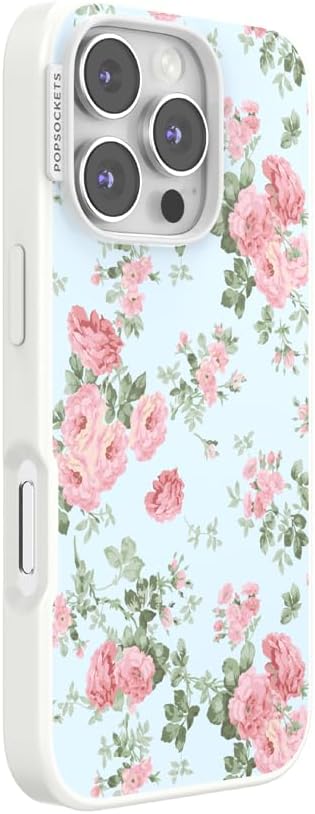 PopSockets iPhone 16 Pro Phone Case with MagSafe- Cottage Tutu Blue | Magnetic, Wireless Charging, Camera & Drop Protection, Light Blue, Baby, Flower, Floral