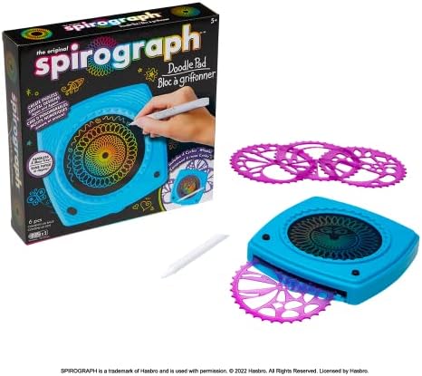 Spirograph Doodle Pad– Arts and Crafts, Scratch Art, LCD Writing Tablet for Kids, Kids Toys, Art Supplies, Drawing Kit, Spiral Art, Double-Sides Stylus, Build-in Storage, Stencils Included, Ages 5+