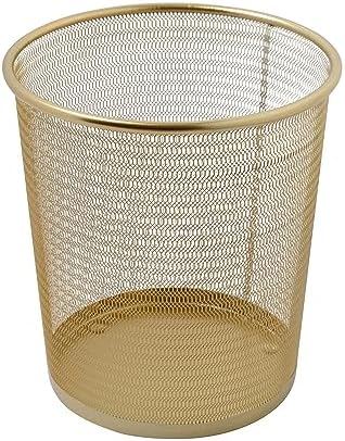 Martha Stewart Ryder 4.5 Gallon Mesh Metal Wastebasket, Gold