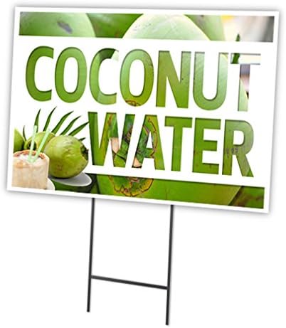 COCONUT WATER 18"x24" Yard Sign & Stake | Advertise Your Business | Stake Included Image On Front Only | Made in The USA