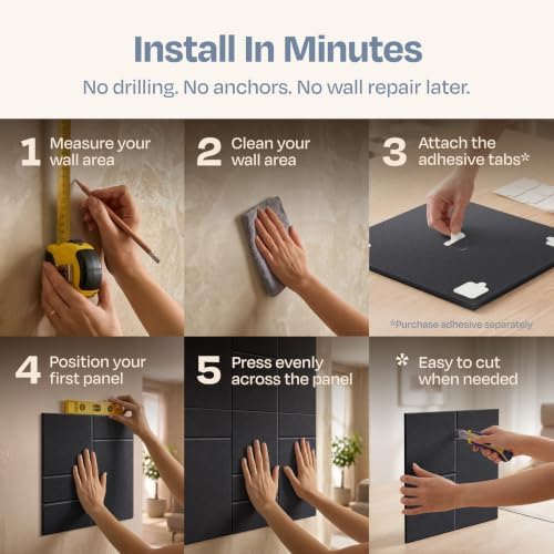 Acoustic Panels 12-Pack Soundproof Wall Panels 12"x12"x0.4" Decorative Sound Dampening for Your Home, Office, Studio, Bedroom & More with Unique GridFrame Carving [Dark Gray]