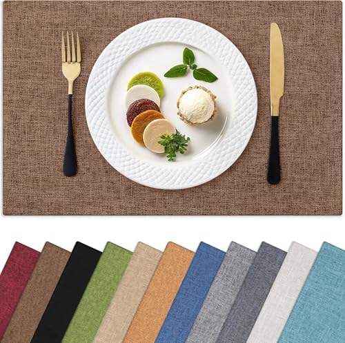 Homaxy Cloths Placemats for Dining Table Set of 6, 13" x 19", Brown