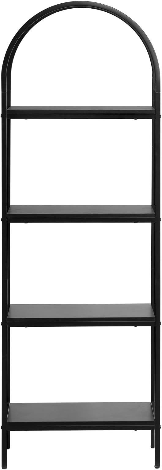 VEVOR Metal Bookshelf, 4-Tier Arched Industrial Bookshelf, Small Rustic Vintage Storage Bookcase with Open Shelves, Freestanding Display Shelving Unit Storage Rack, for Living Room, Bedroom & Office