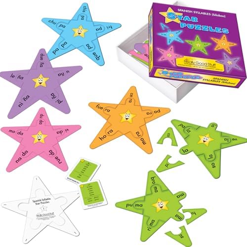 Really Good Stuff Spanish Syllable Star Puzzles, 20 Puzzles, 10 Answer Keys