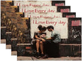 Batmerry Couple Love Linen Placemats Set of 4, Two People Sitting Close Love Message in The Washable Table Mats for Kitchen Table Thickened Heat Insulation Dining Set Indoor Outdoor 12X18 in
