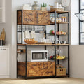 IRONCK Bakers Rack with Cabinet and Power Outlet, Coffee Bar, Vintage Brown