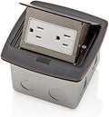 Leviton Pop-Up Floor Box with 15 Amp, Tamper-Resistant Outlet, PFTR1-BZ, Bronze