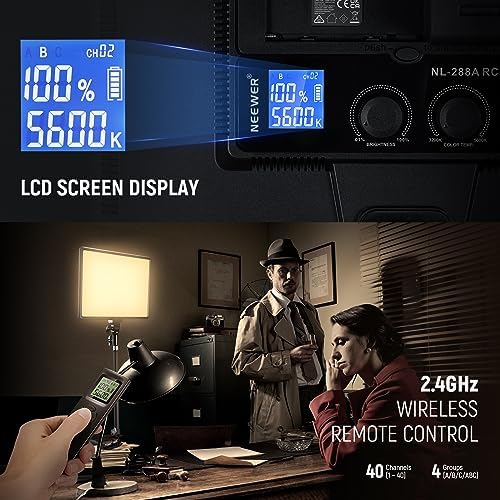 NEEWER 18" LED Video Light Panel Key Lighting Kit with Remote, 2 Pack, 45W