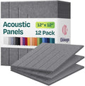 Acoustic Panels 12-Pack Soundproof Wall Panels 12"x12"x0.4" Decorative Sound Dampening for Your Home, Office, Studio, Bedroom & More with Unique LineWave Carving [Pebble Gray]