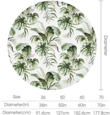 Green Tropical Leaves Tablecloth, Watercolor Jungle Plam Leaves Floral Botanical Print Farmhouse Holiday Tablecloths for Home Kitchen Party Dinner Decor, 36x36in
