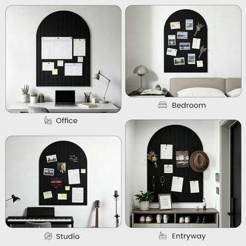 Arched Felt Bulletin Board (Black), 35"x24" Large Wall Decor