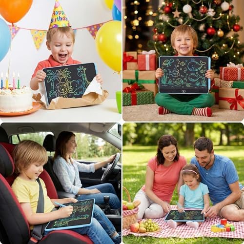 16 Inch LCD Writing Tablet for Kids 2 Pack, Large Drawing Board Doodle Pad, Colorful Screen Erasable Sketch Tablet, Travel Toys and Reusable Learning Gift for Boys Girls (Blue)