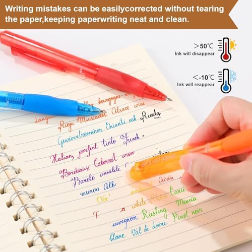 USUAL Retractable Erasable Gel Pens 12 Assorted Colors 0.5mm Smooth Writing, Make Mistakes Disappear, Office & Back-to-School Supplies (12 Colors)