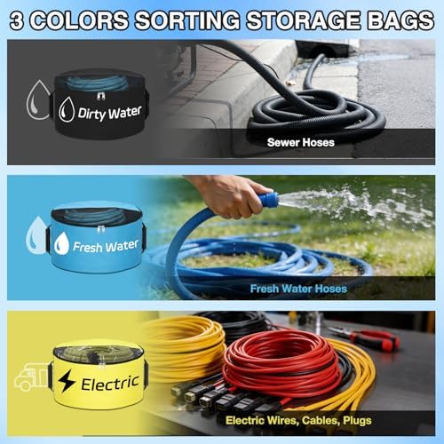 Nilight 3 Pack RV Hose Storage Bag Waterproof with Visible Cover