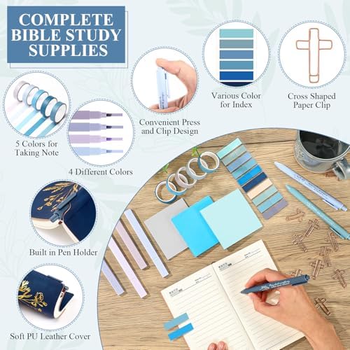 Reallnaiv Housekeeping Mug Bag Notebook Highlighter Pen Note, Blue