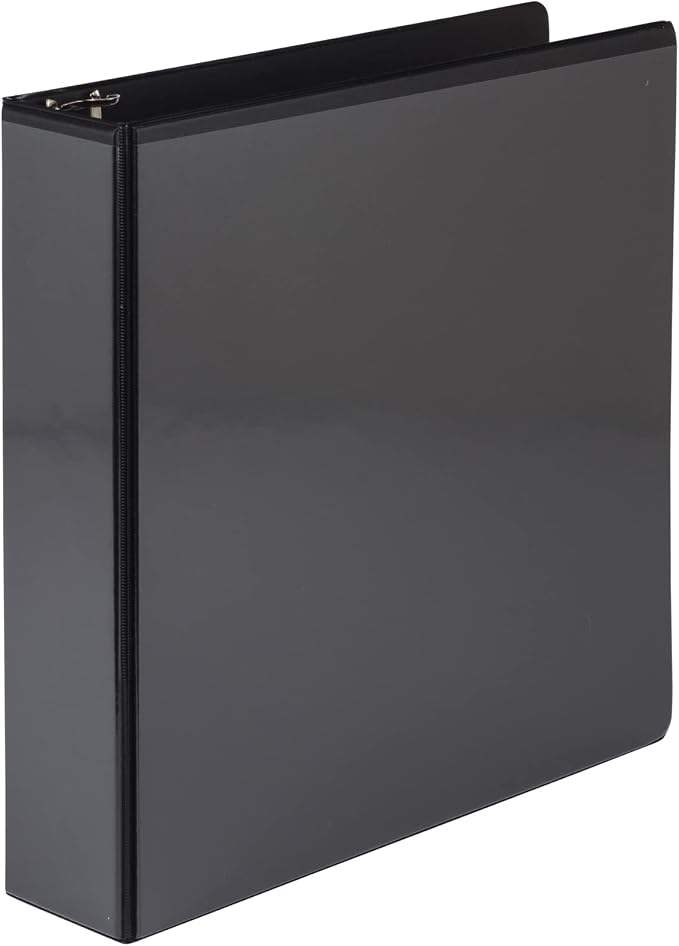 Samsill 2 Inch 3 Ring Binder, Economy Round Ring, Clear View Cover, 425 Sheet Capacity - for School, Home, Office - Charcoal Black