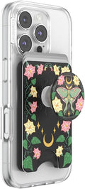 PopSockets Phone Wallet for MagSafe with Grip- Moon Flower | PopWallet, Holds 3 Cards, Magnetic, Removable, Secure, Moon, Star, Sun, Space, Kindle, Paperwhite, Magnetic